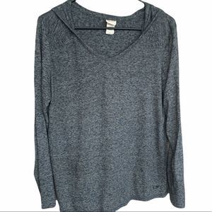 Champion Ladies Long Sleeve Hooded Grey Shirt, Large